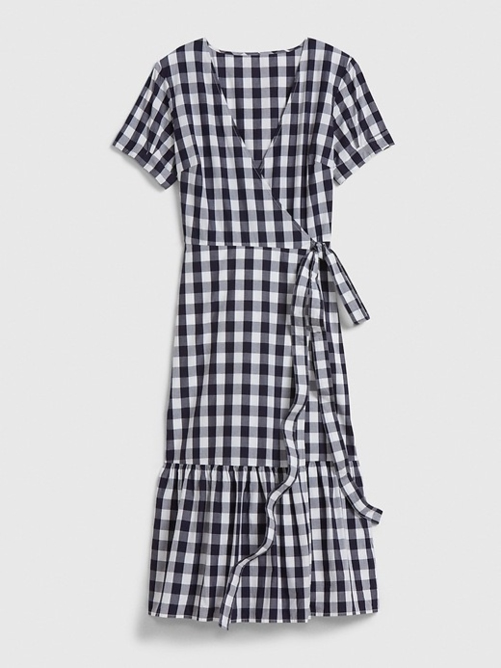 GAP | BNWT Navy Gingham Wrap Midi Dress Size M